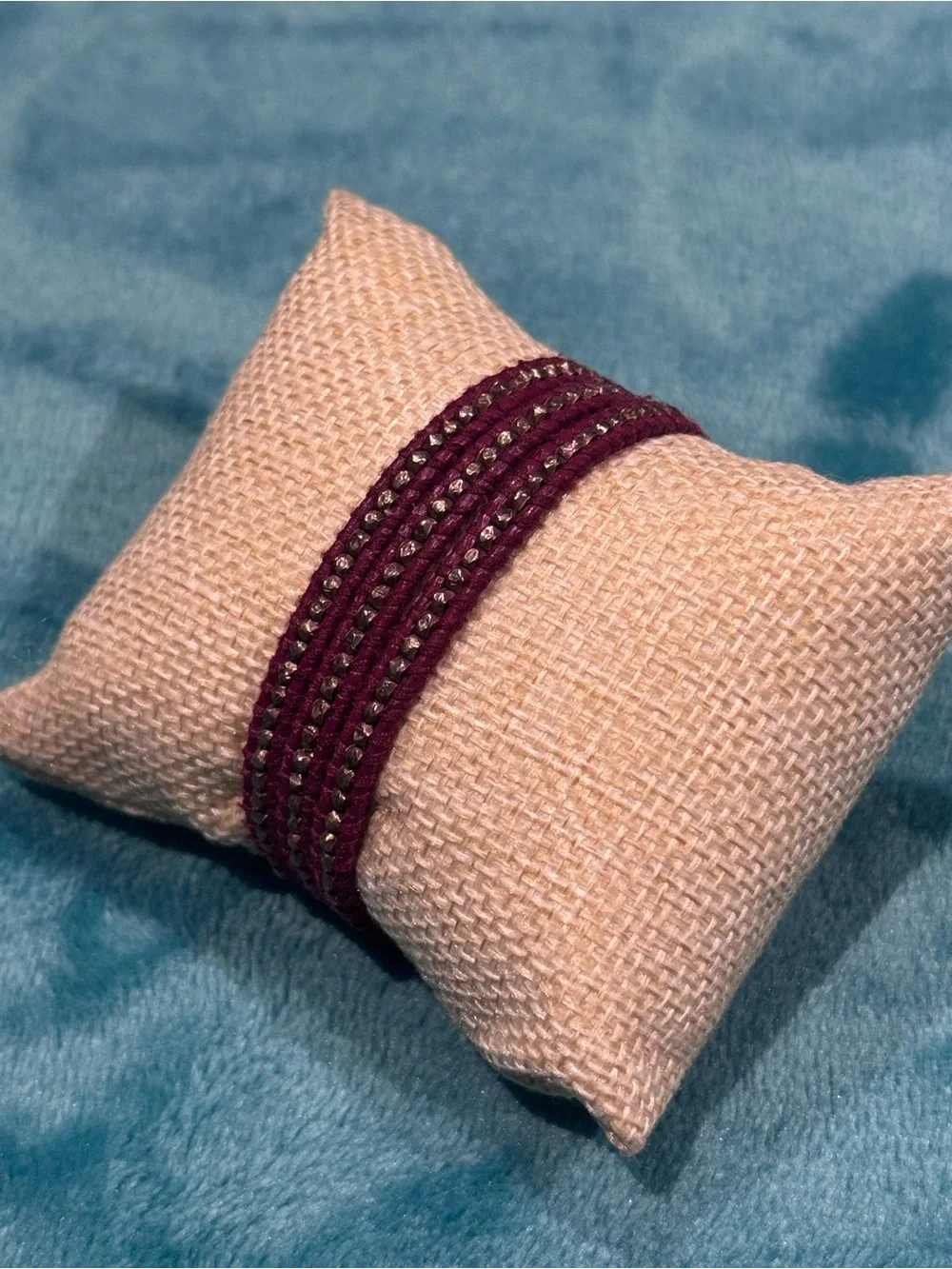 CHAN LUU Beaded Wrap Bracelet in Deep Wine